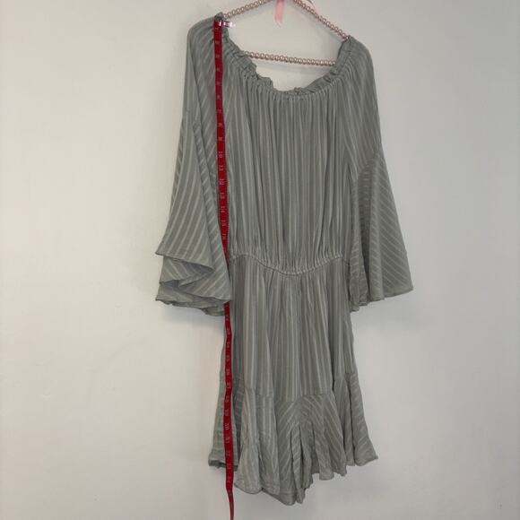 Blue B Romper Green Boho Cottage‎ core Sz M Stretch Flowy NWT Tassels Stripped50 - Picture 11 of 15